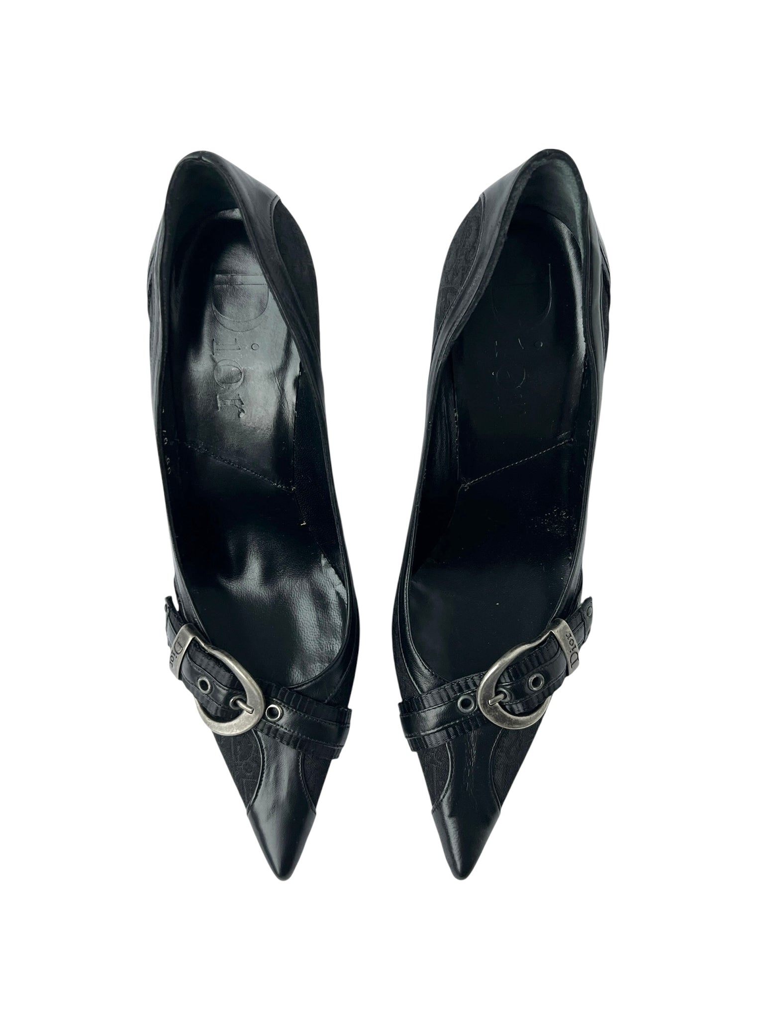 Dior Black Monogram Gaucho Buckle Pumps - 38