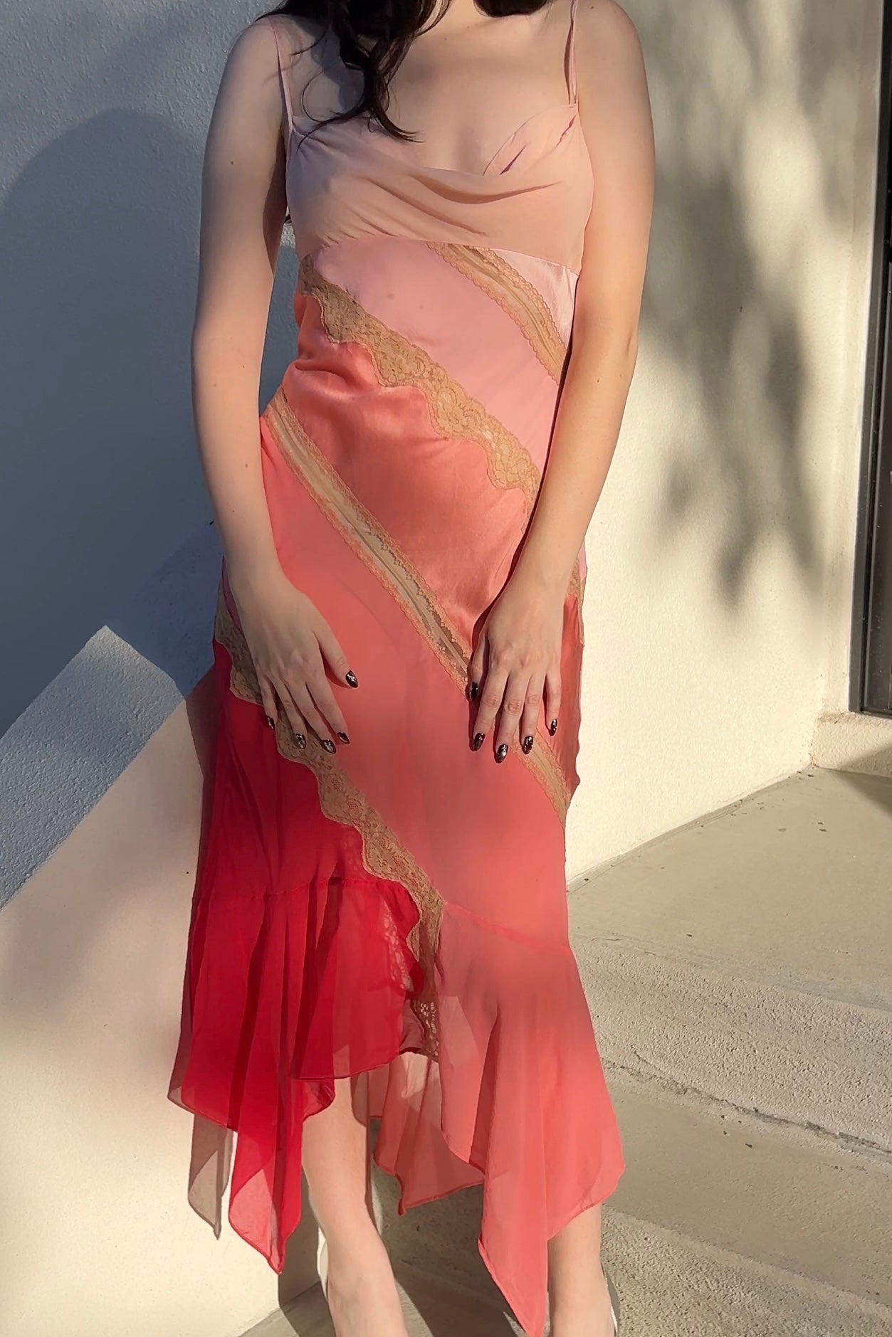 2002 Victoria’s Secret Pink Paneled Silk Slip Dress