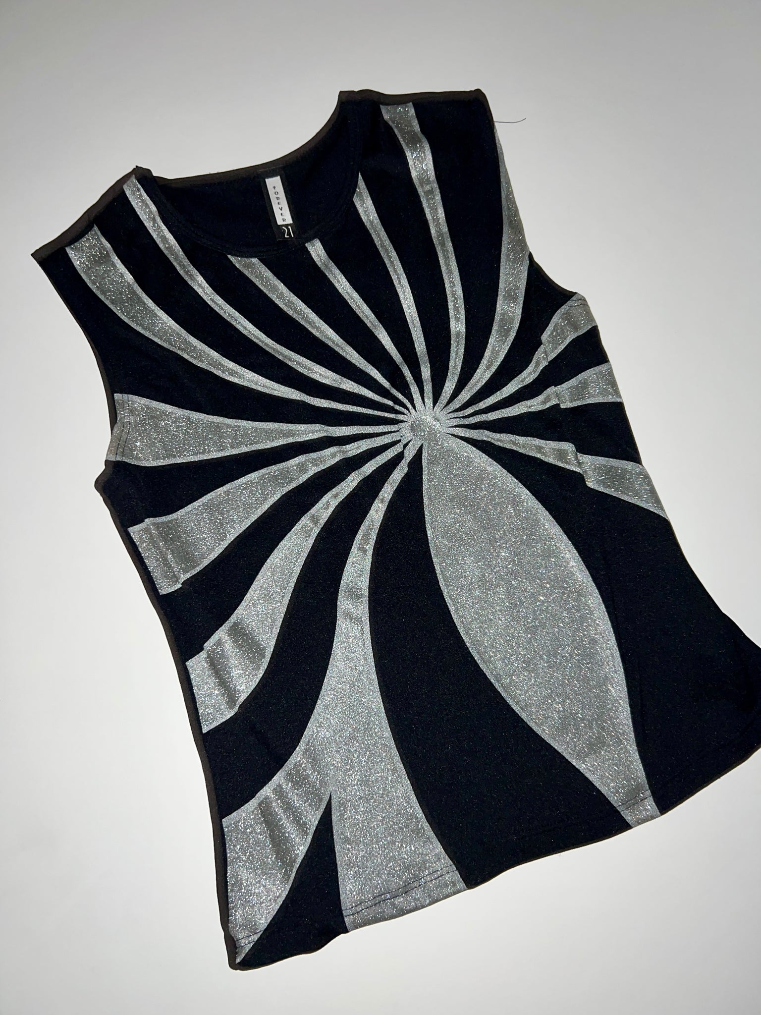 90s Black Silver Glitter Tank Top