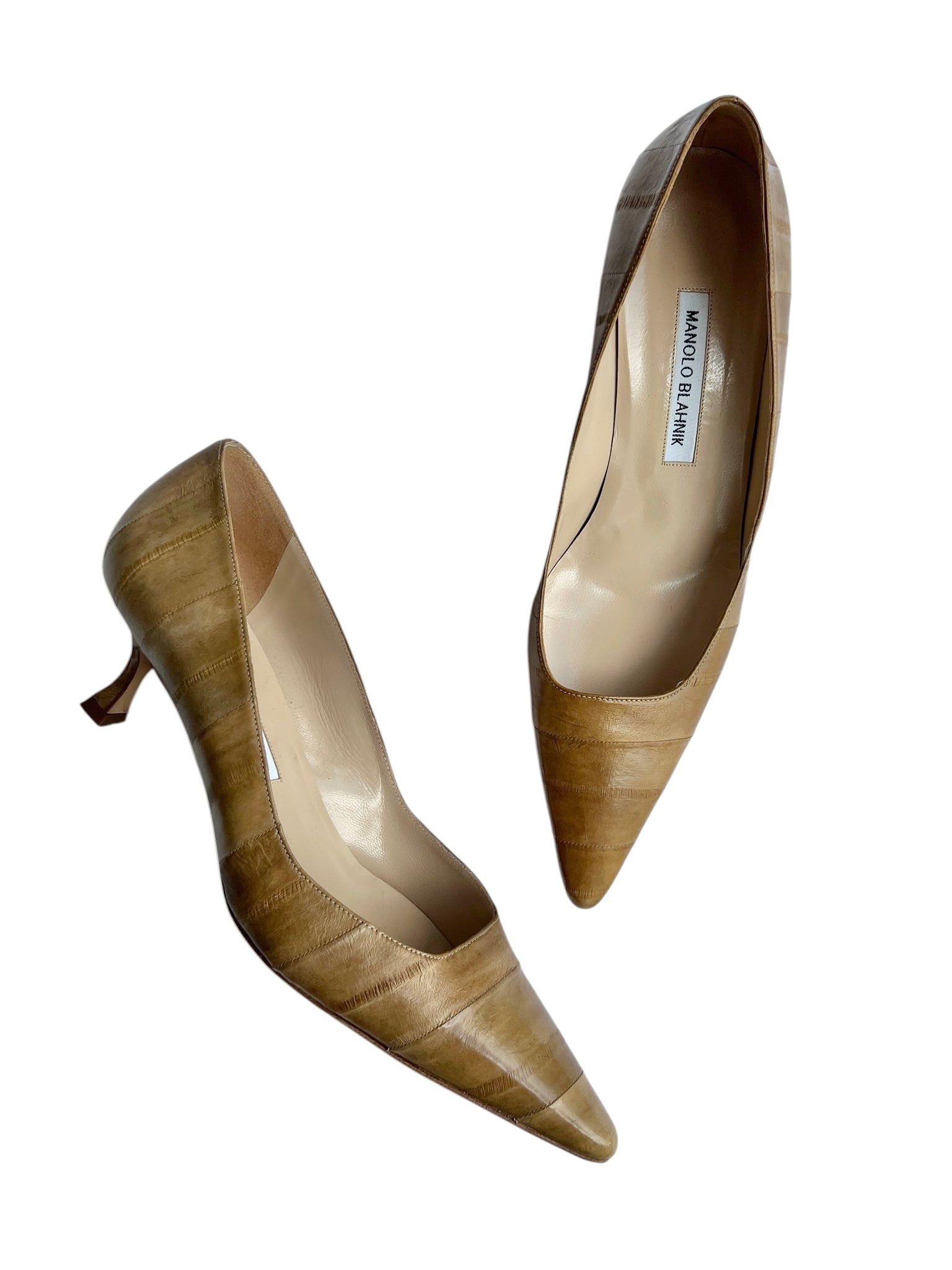 Manolo Blahnik Tan Eel Pumps - 41