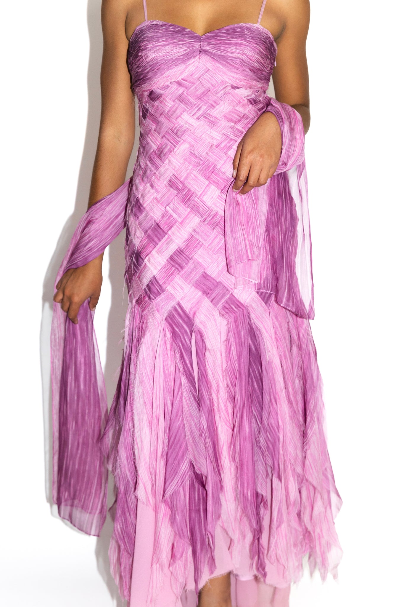 Purple Woven Silk Chiffon Gown