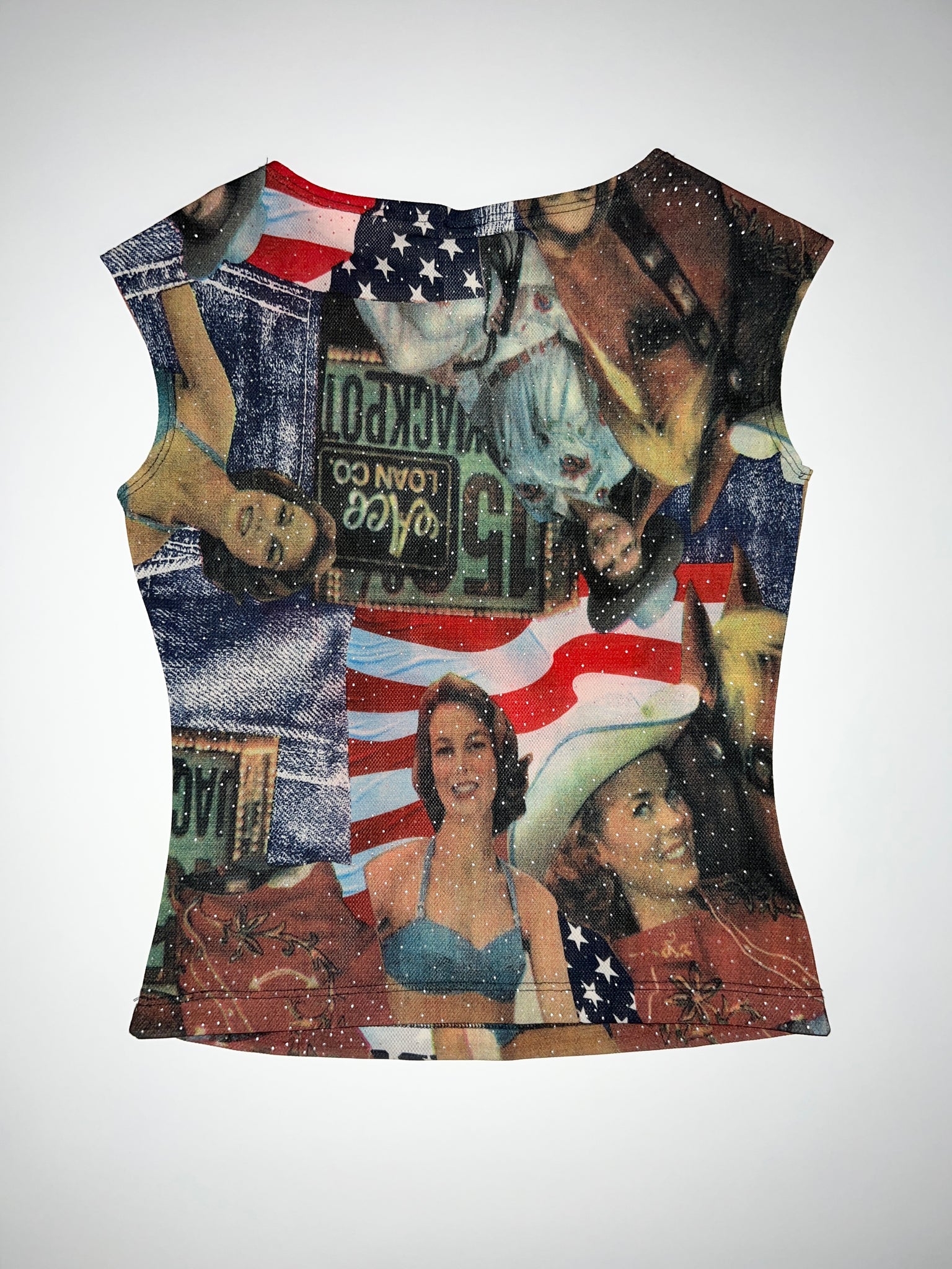 90s American Flag Print Tank Top