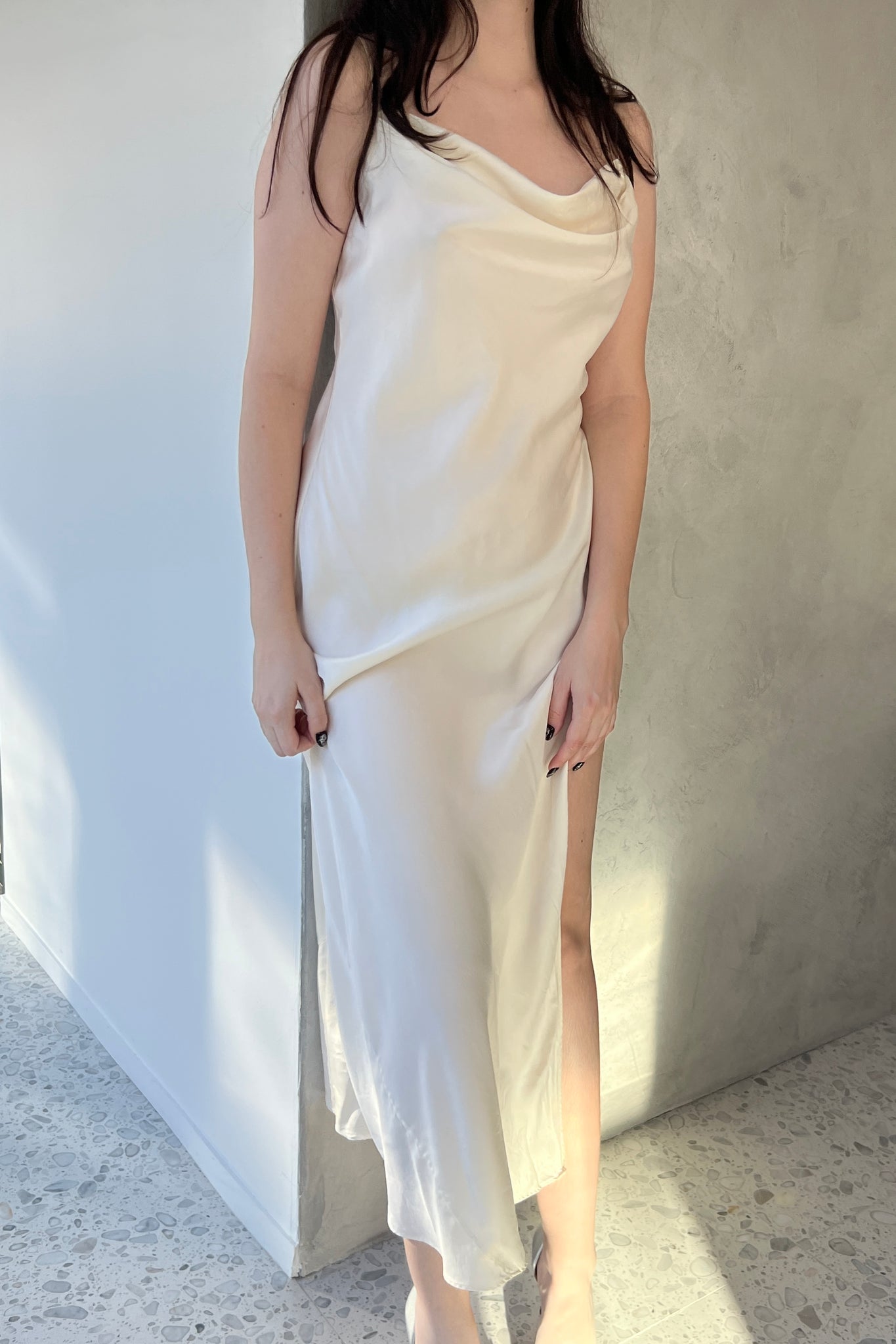 Victoria’s Secret 1999 Ivory Silk Cowl Slip Dress