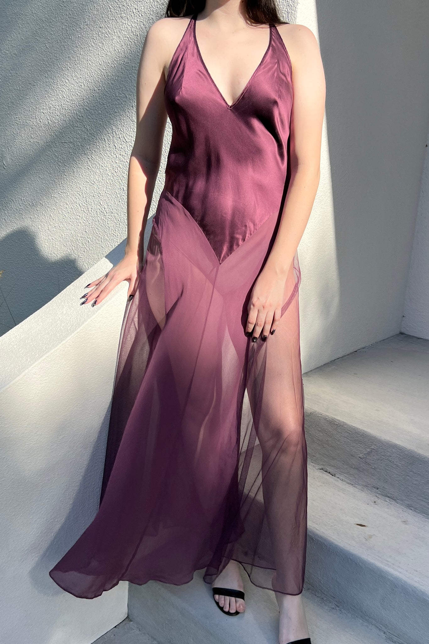 Victoria’s Secret 2003 Plum Purple Silk Halter Nightgown