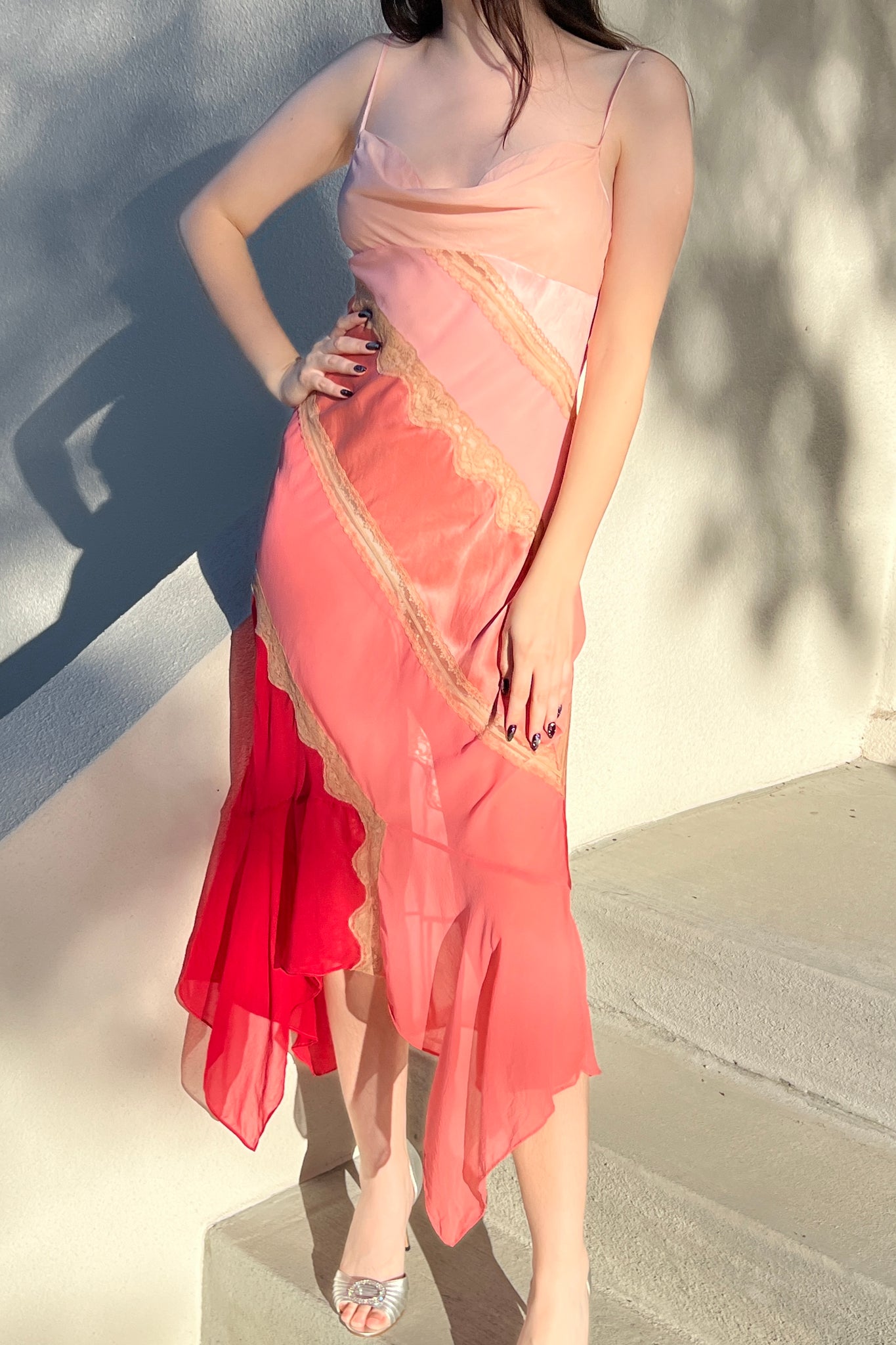 2002 Victoria’s Secret Pink Paneled Silk Slip Dress