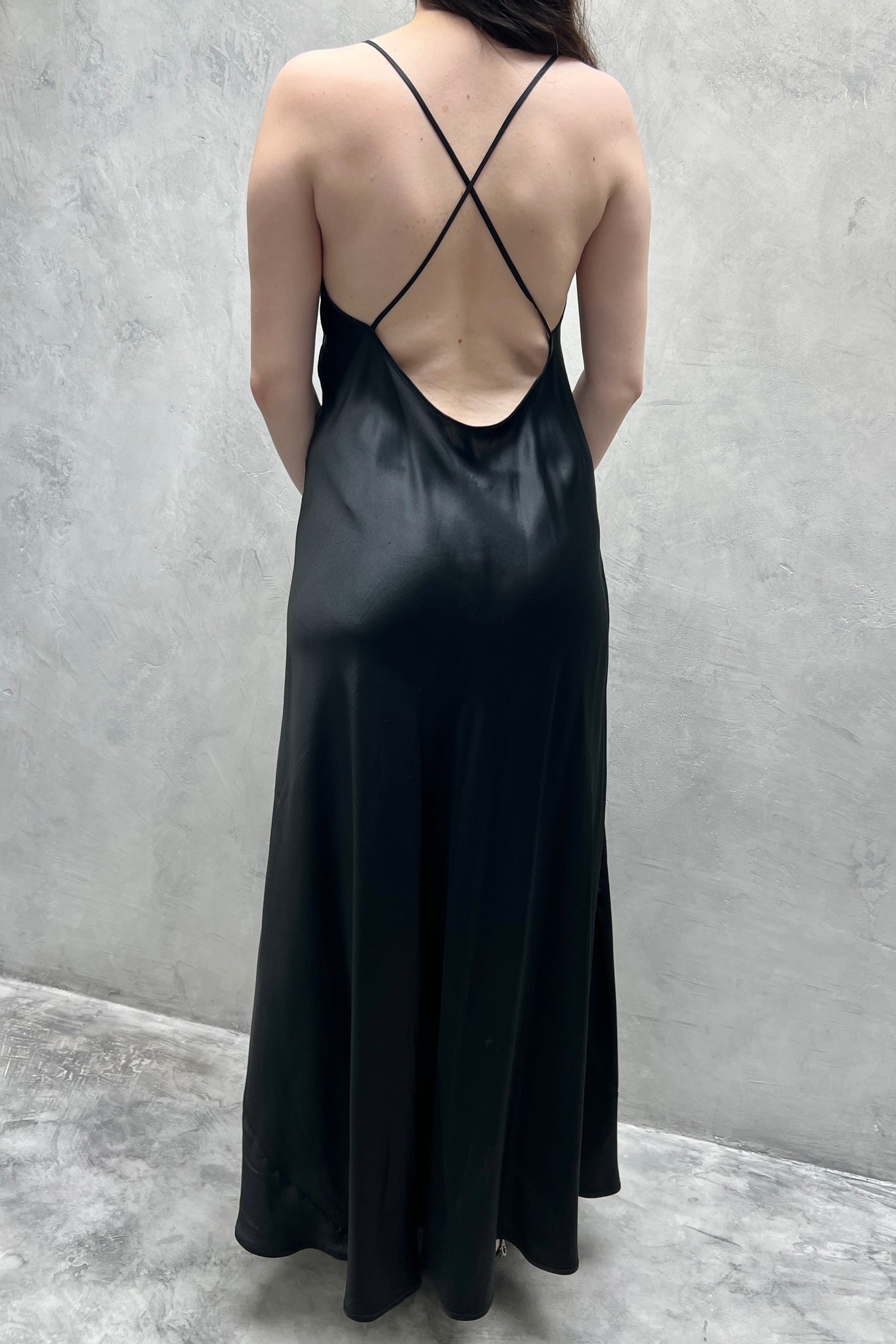 1980s Victoria’s Secret Black Silk Satin Nightgown