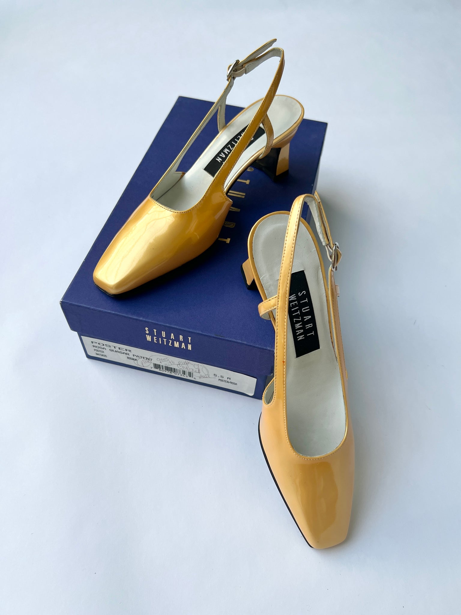 Stuart Weitzman Yellow Patent Leather Slingback Heels - 5.5