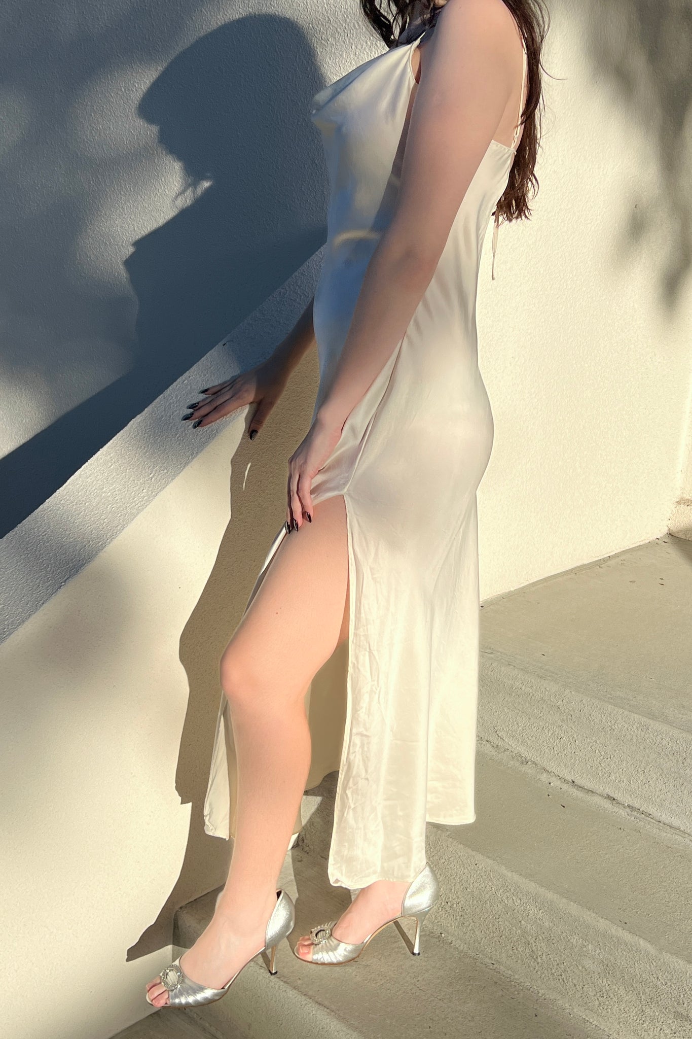 Victoria’s Secret 1999 Ivory Silk Cowl Slip Dress