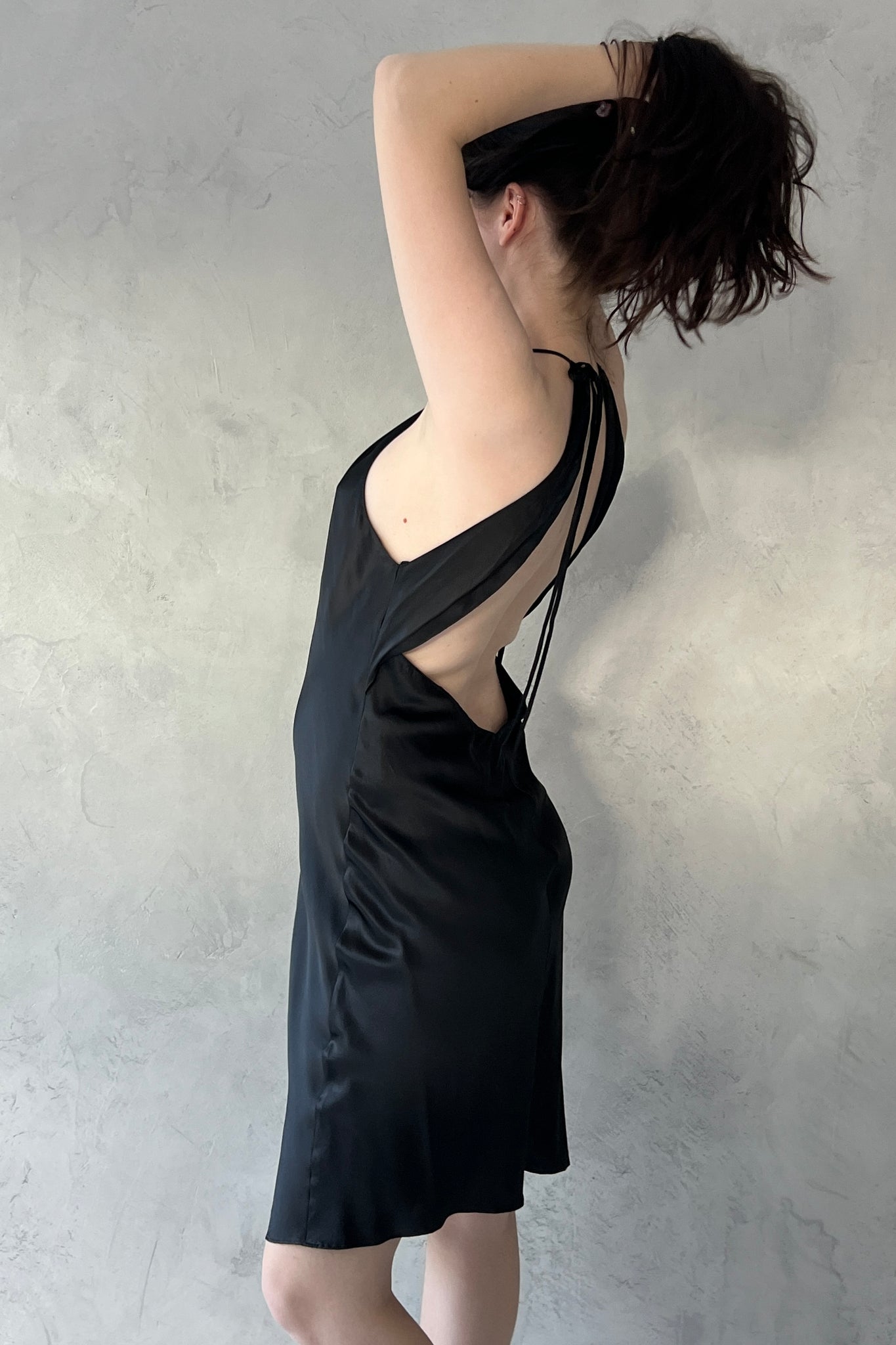 Victoria’s Secret 2000 Black Silk Satin Halter Dress