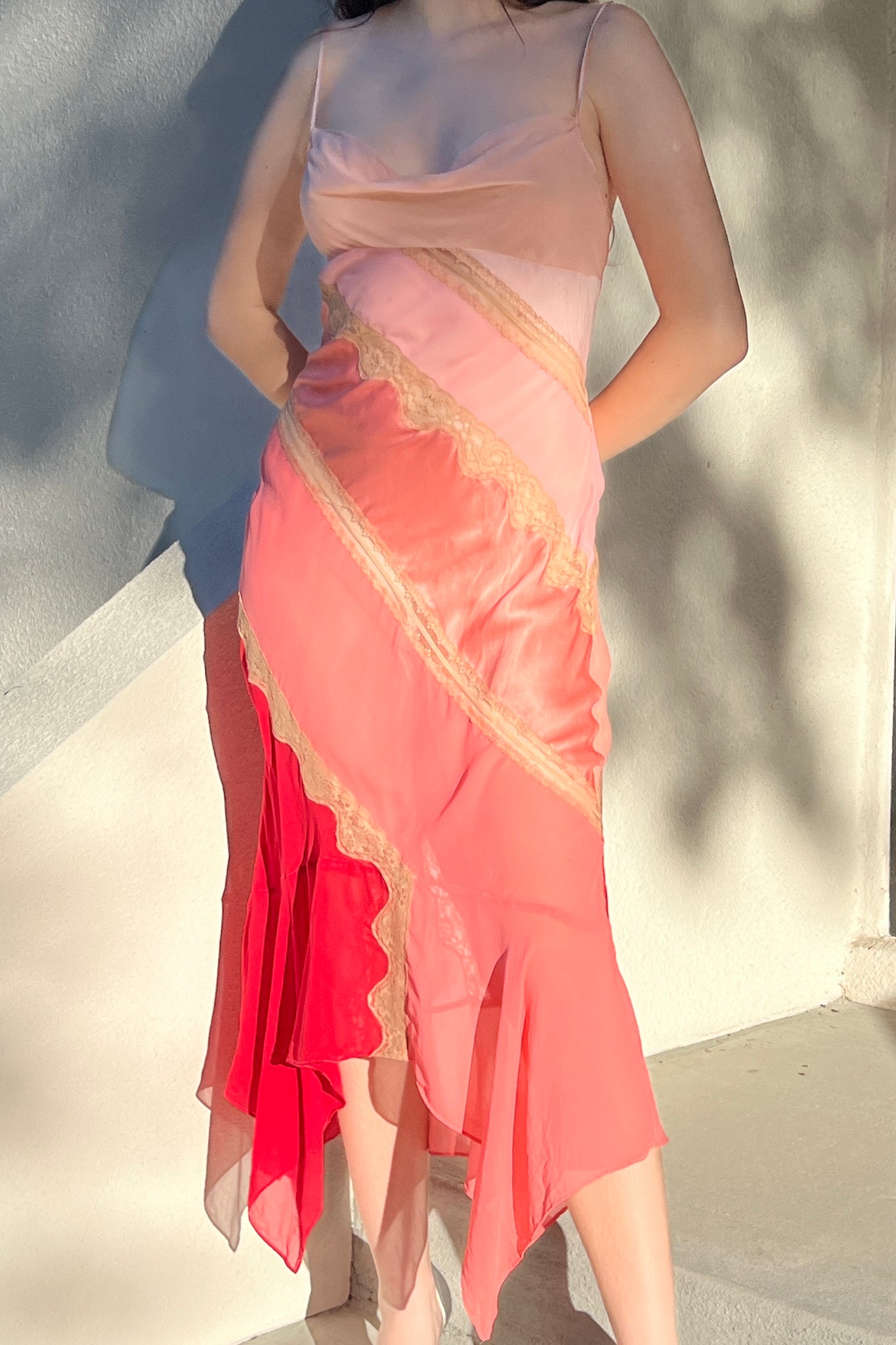 2002 Victoria’s Secret Pink Paneled Silk Slip Dress