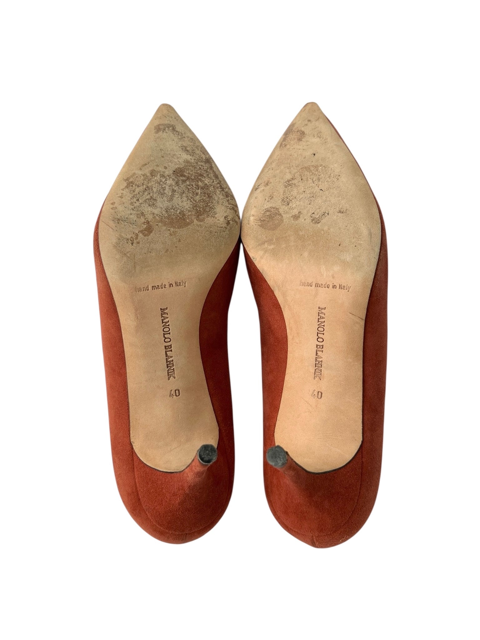Manolo Blahnik Orange Suede Heeled Pumps - 40