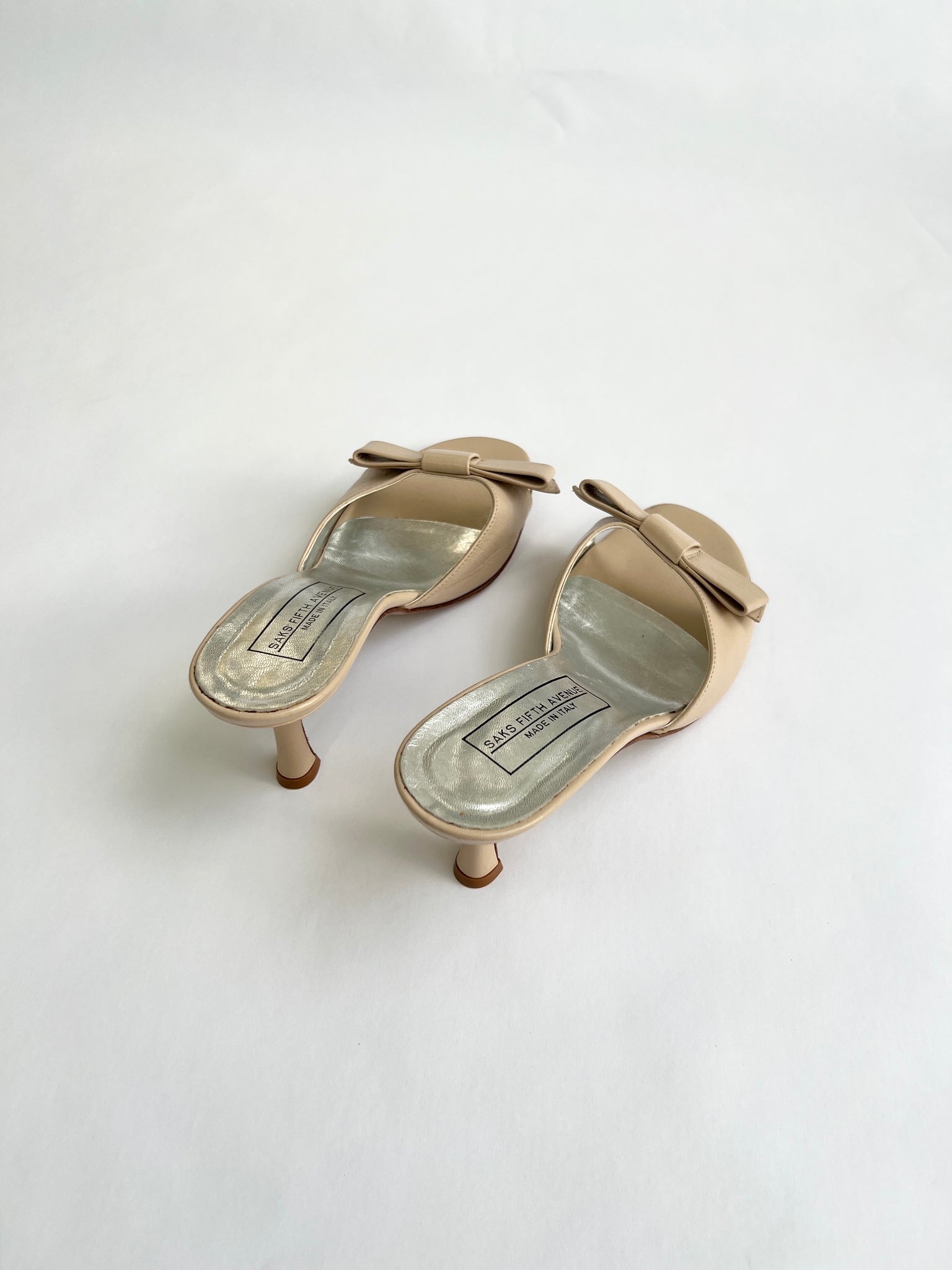 Tan Leather Bow Heeled Sandal - 7