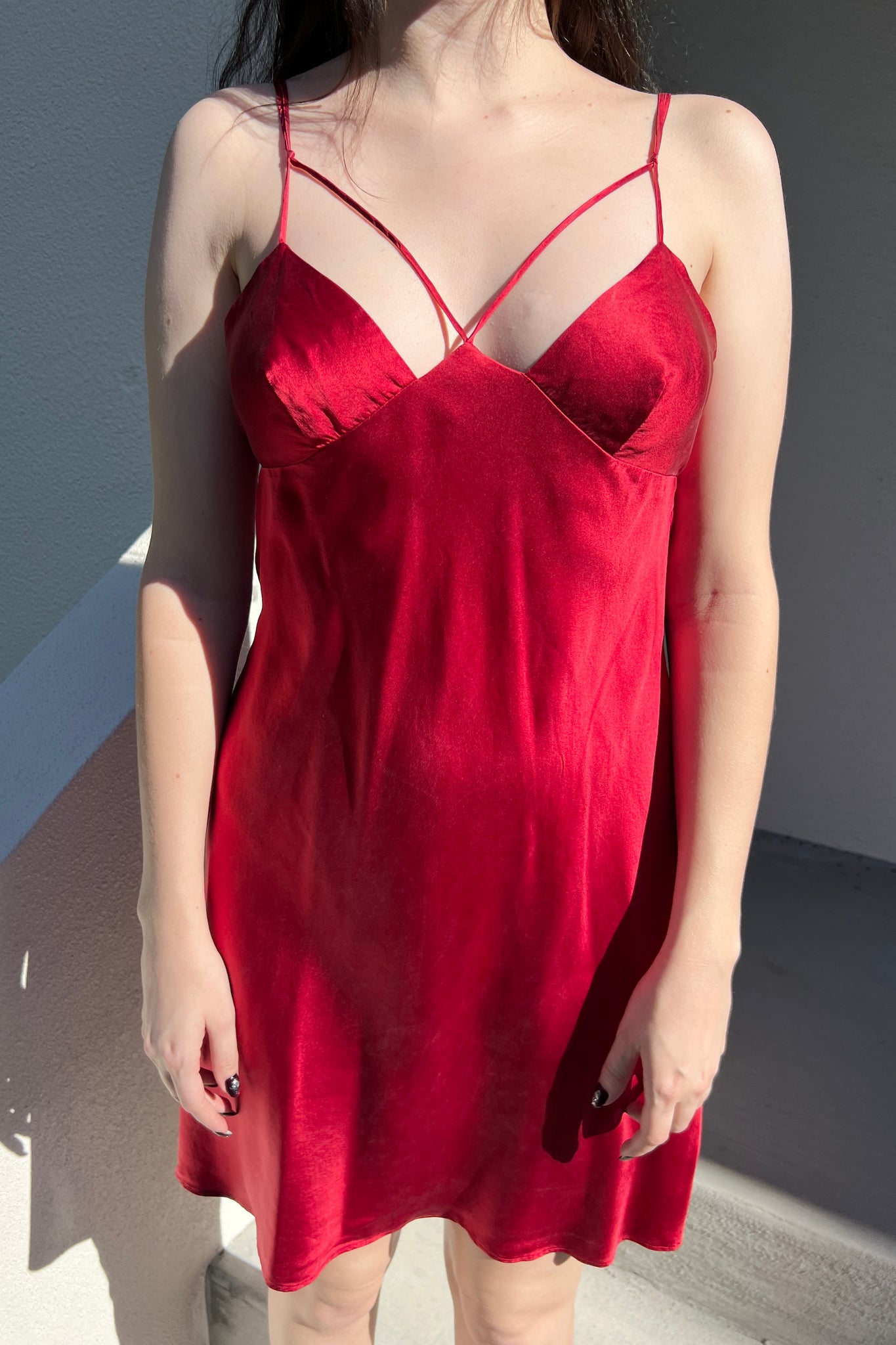 Victoria’s Secret 1998 Cutout Red Silk Slip Dress