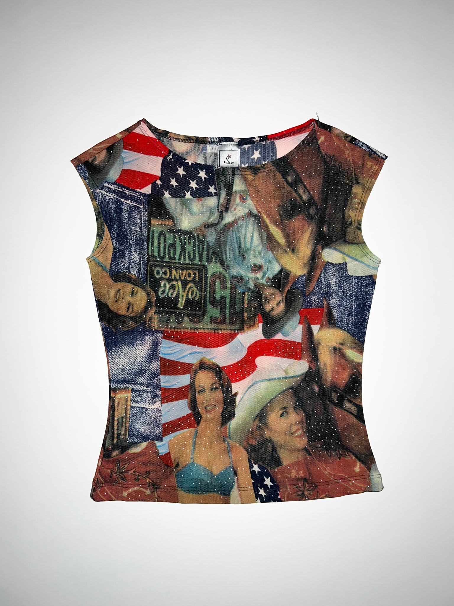 90s American Flag Print Tank Top