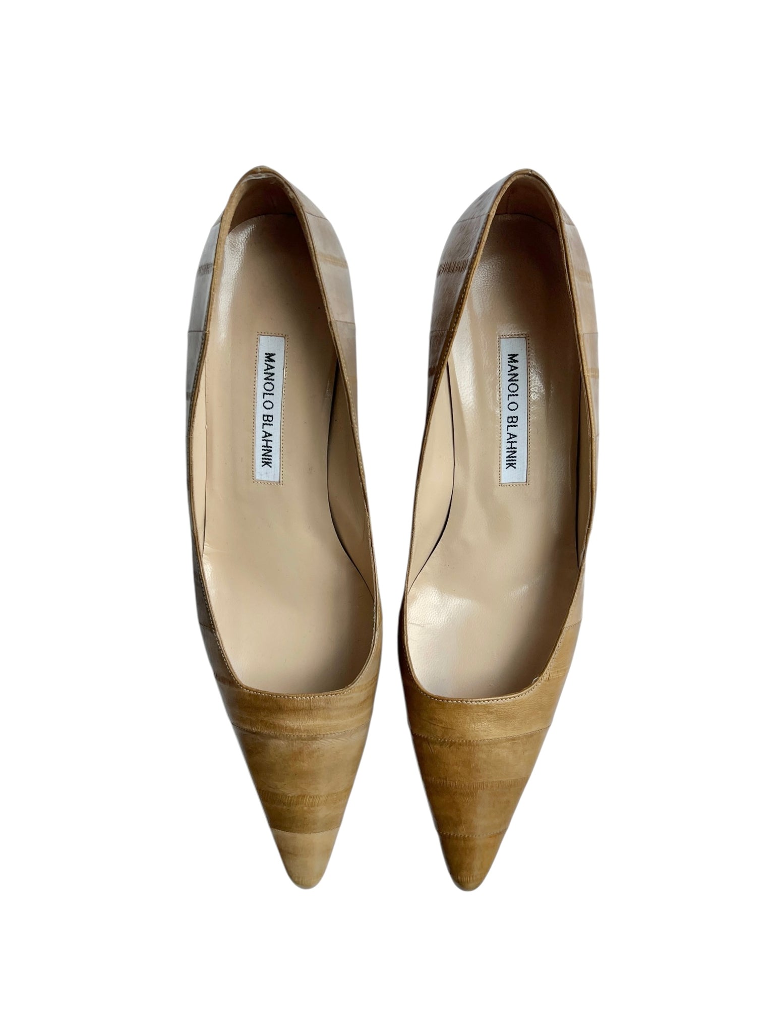 Manolo Blahnik Tan Eel Pumps - 41