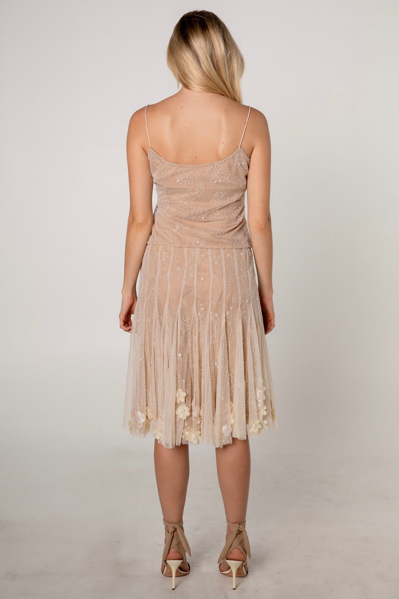 Rosette Flower Embellished Tulle Tank & Skirt Set