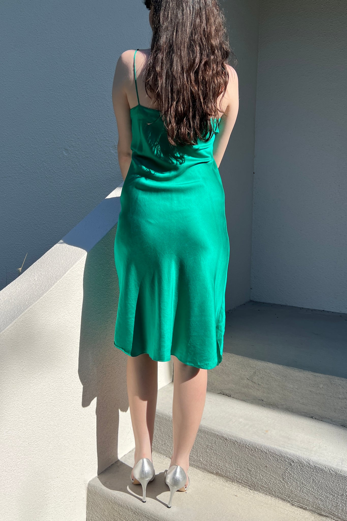 1980s Victoria’s Secret Emerald Green Silk Slip Dress
