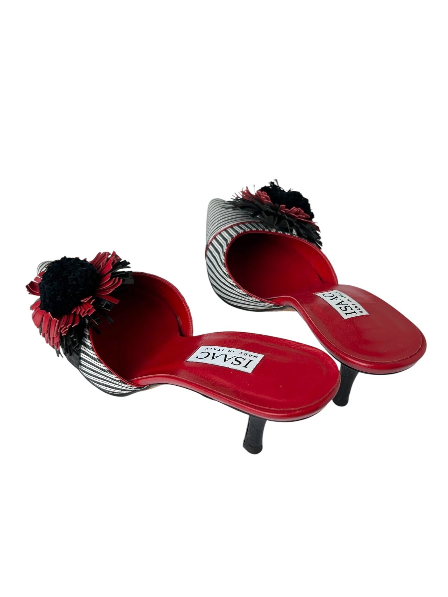 Isaac Mizrahi Striped Flower Pointed Toe Mules - 9