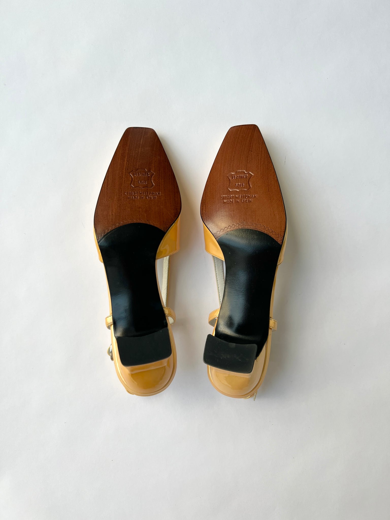 Stuart Weitzman Yellow Patent Leather Slingback Heels - 5.5