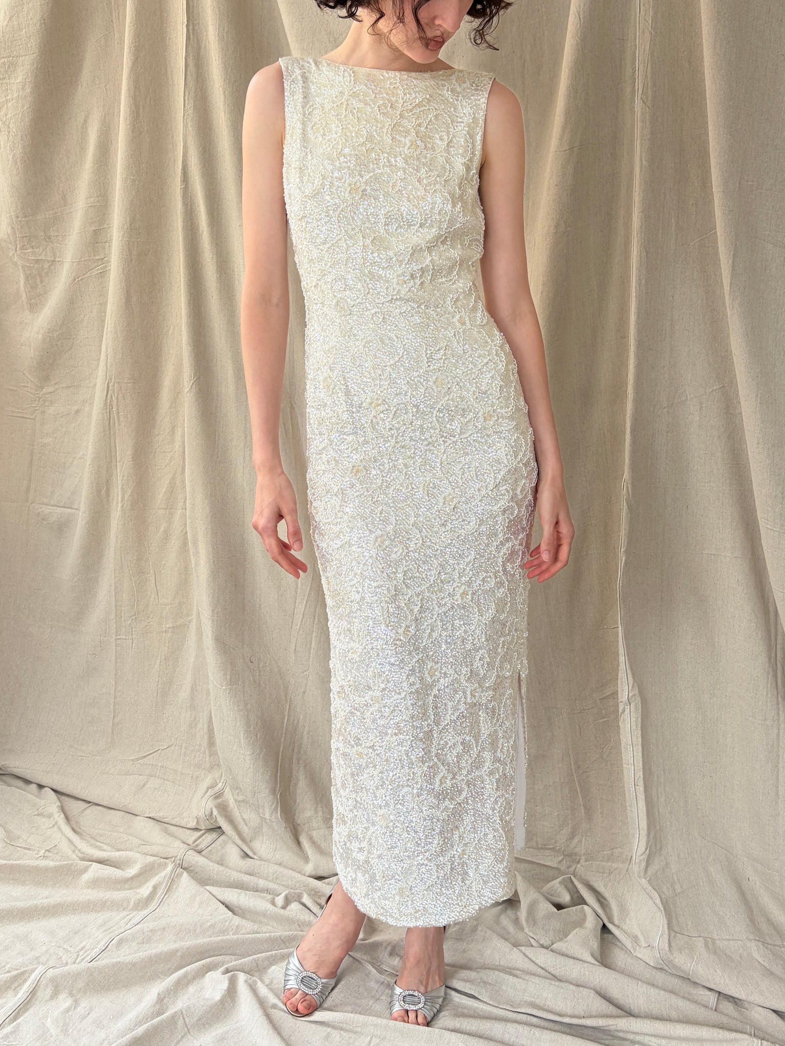 1950s White Sequin Bodycon Dress by Jo Ro Imports – Toots Vintage