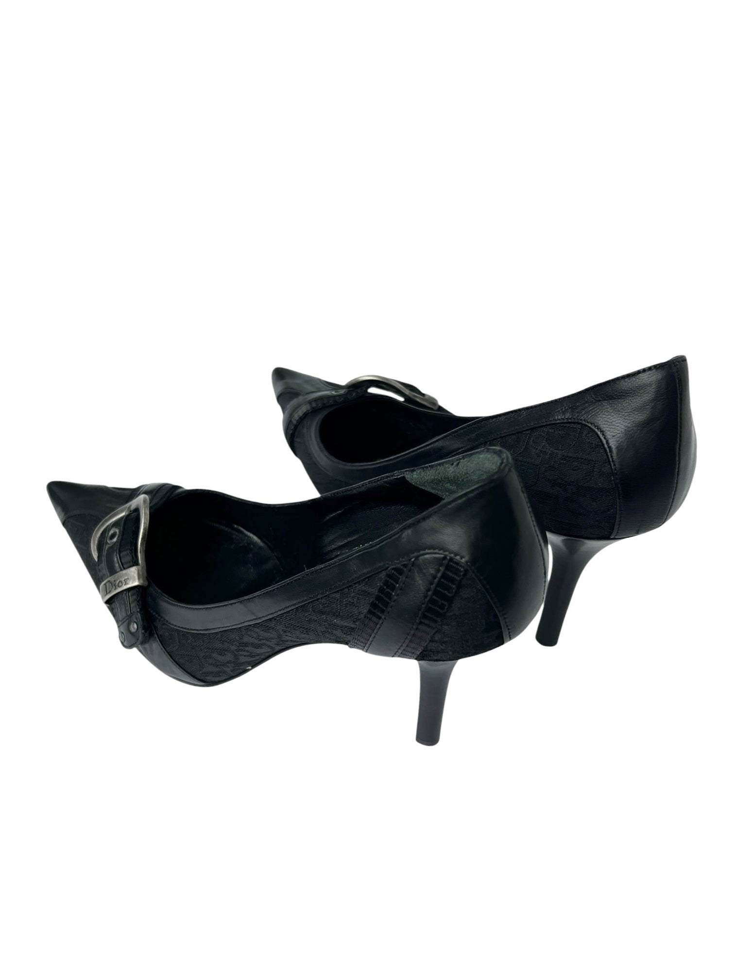 Dior Black Monogram Gaucho Buckle Pumps - 38