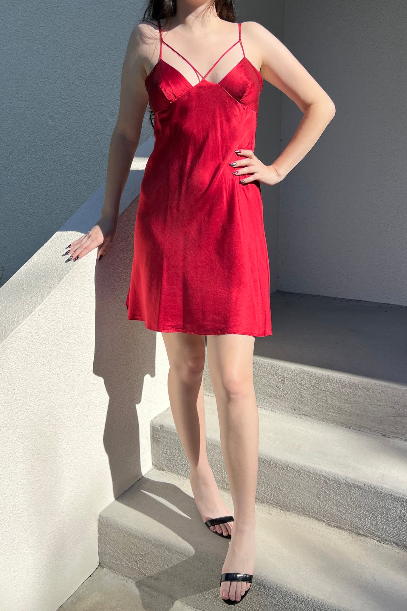 Victoria’s Secret 1998 Cutout Red Silk Slip Dress