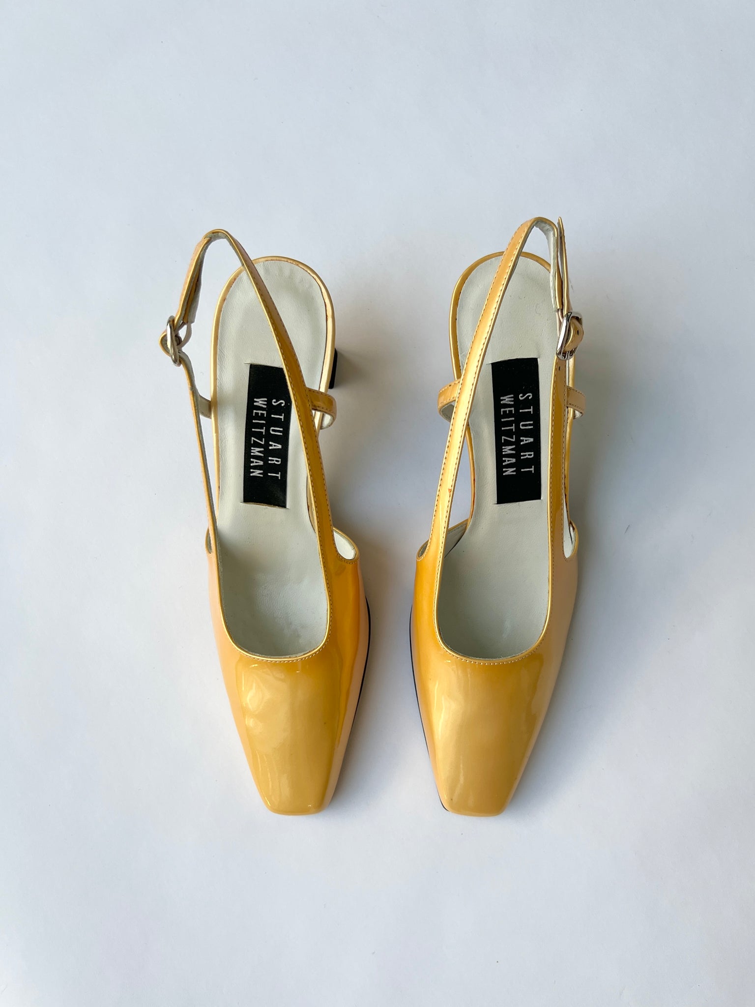 Stuart Weitzman Yellow Patent Leather Slingback Heels - 5.5