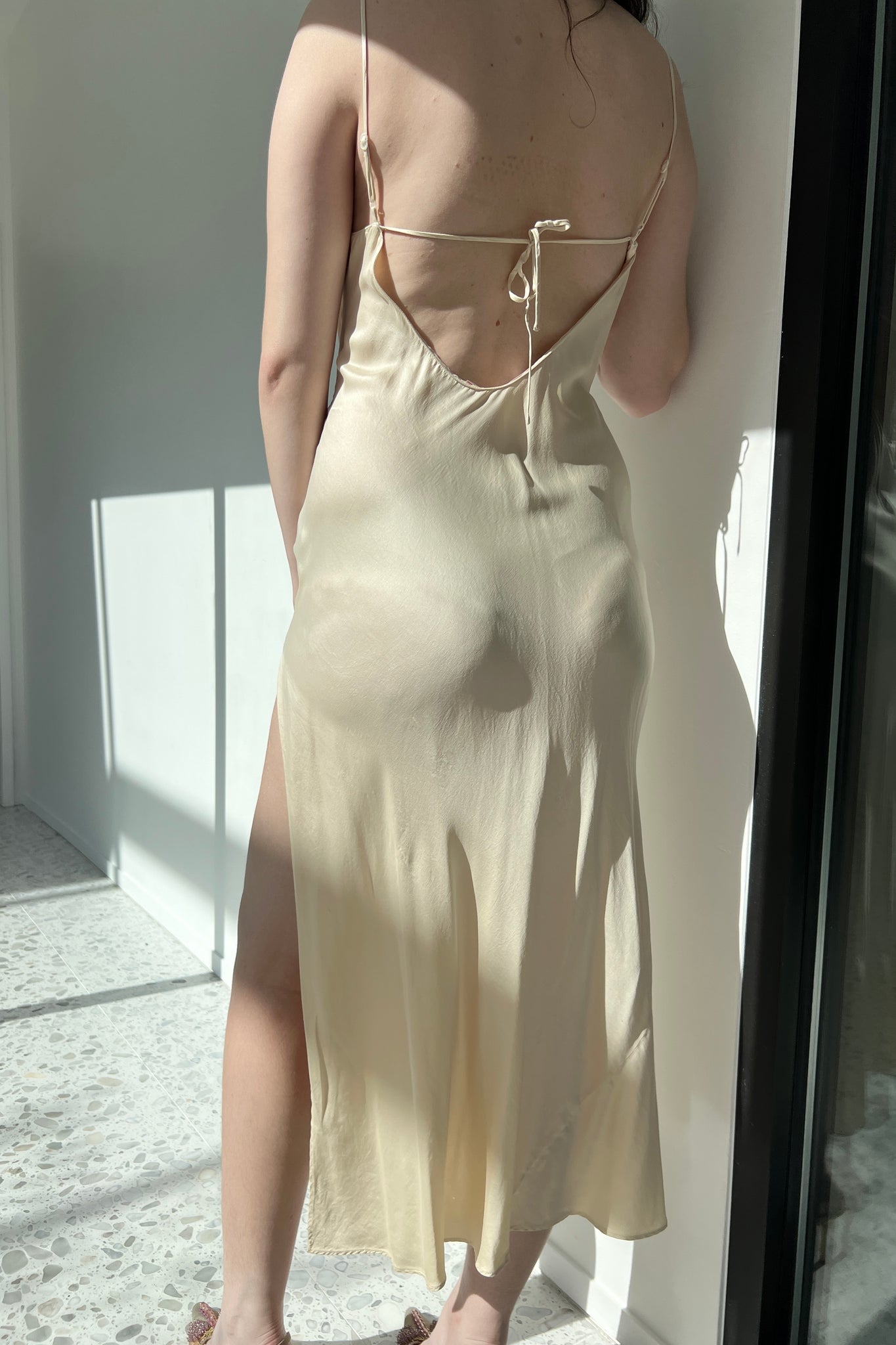 Victoria’s Secret 1999 Cream Silk Satin Cowl Slip Dress