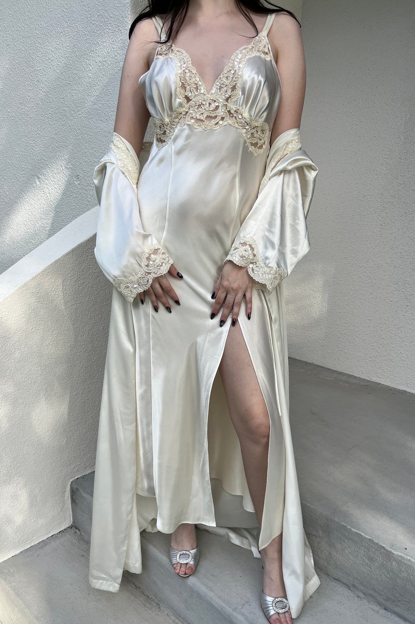 Victoria’s Secret 1998 White Satin Bridal Robe & Nightgown Set