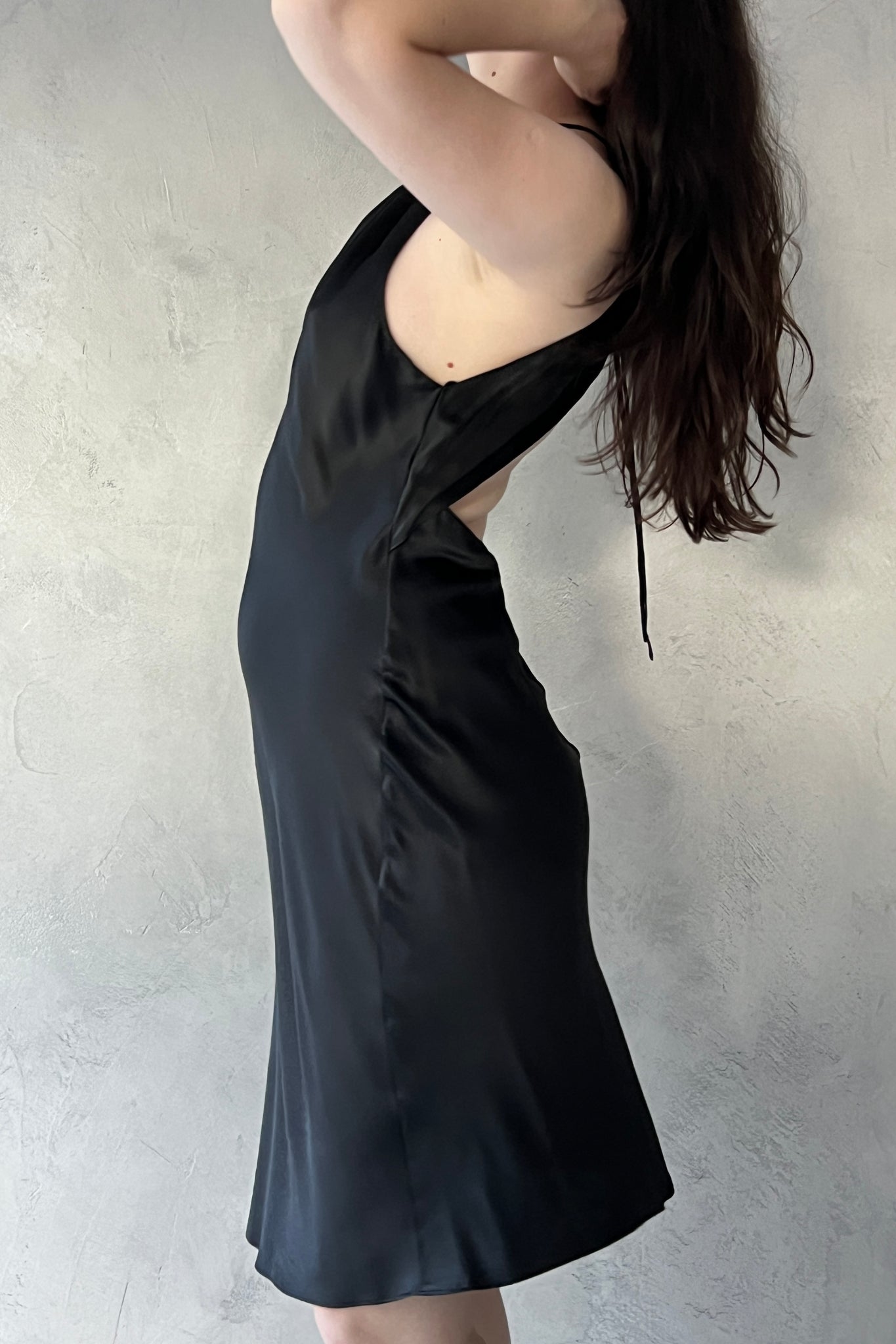 Victoria’s Secret 2000 Black Silk Satin Halter Dress