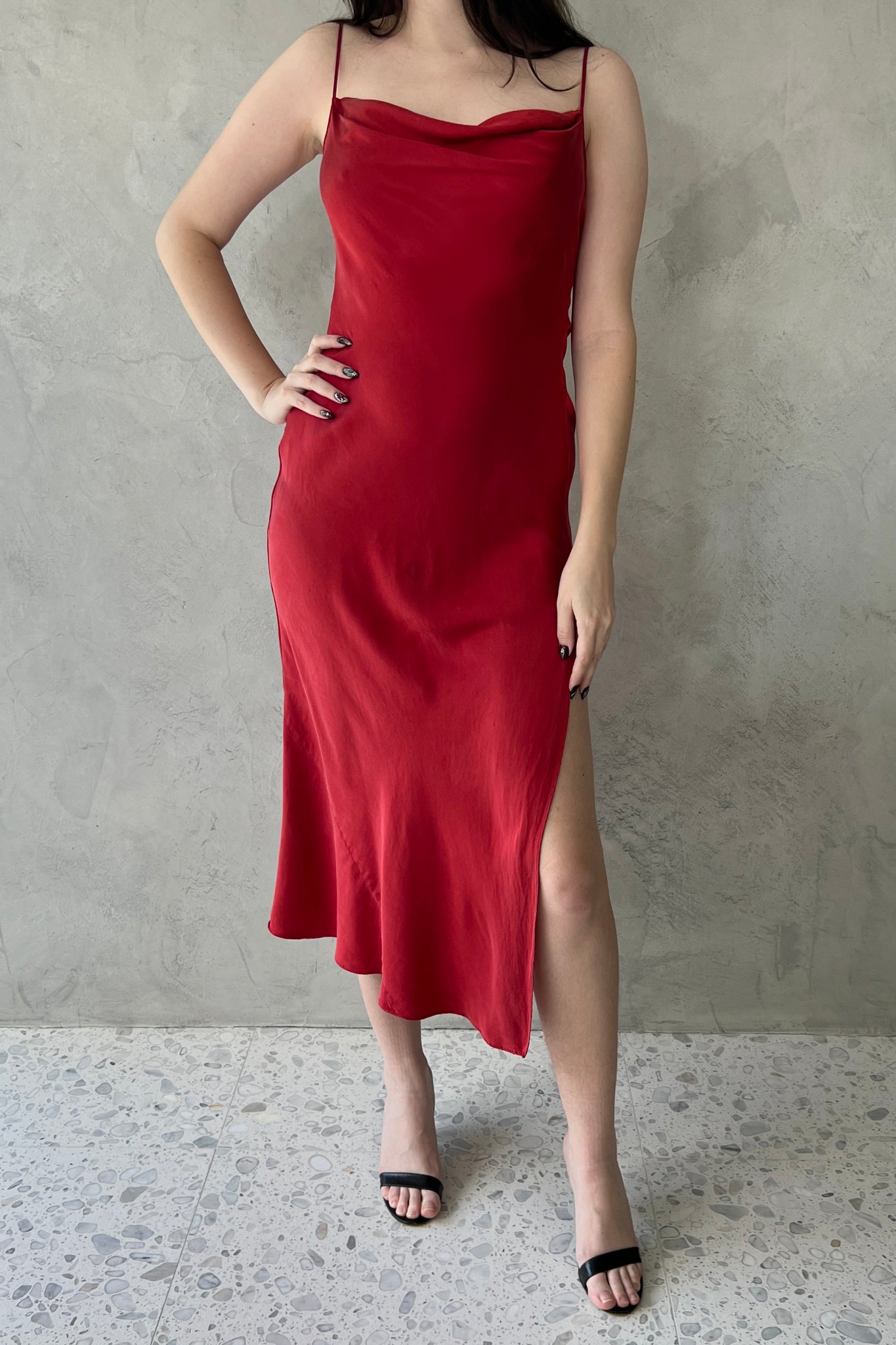 Victoria’s Secret 1999 Red Silk Cowl Slip Dress