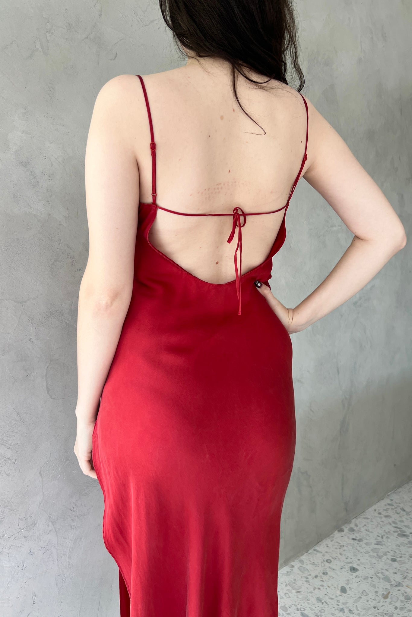 Victoria’s Secret 1999 Red Silk Cowl Slip Dress