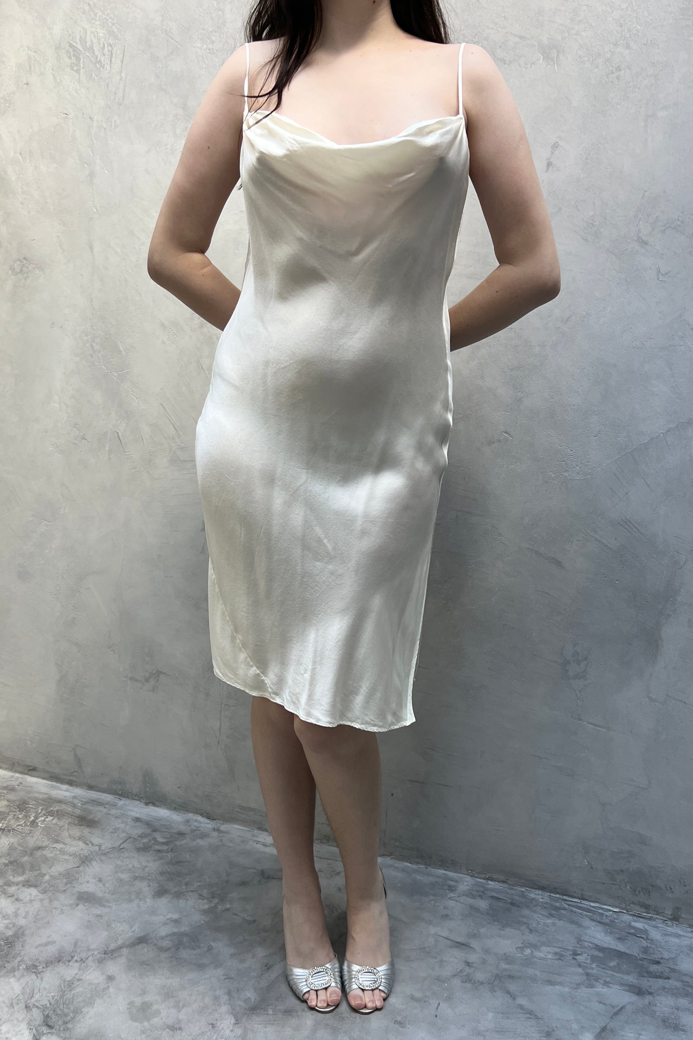 Victoria’s Secret 2000 Ivory Silk Cowl Slip Dress