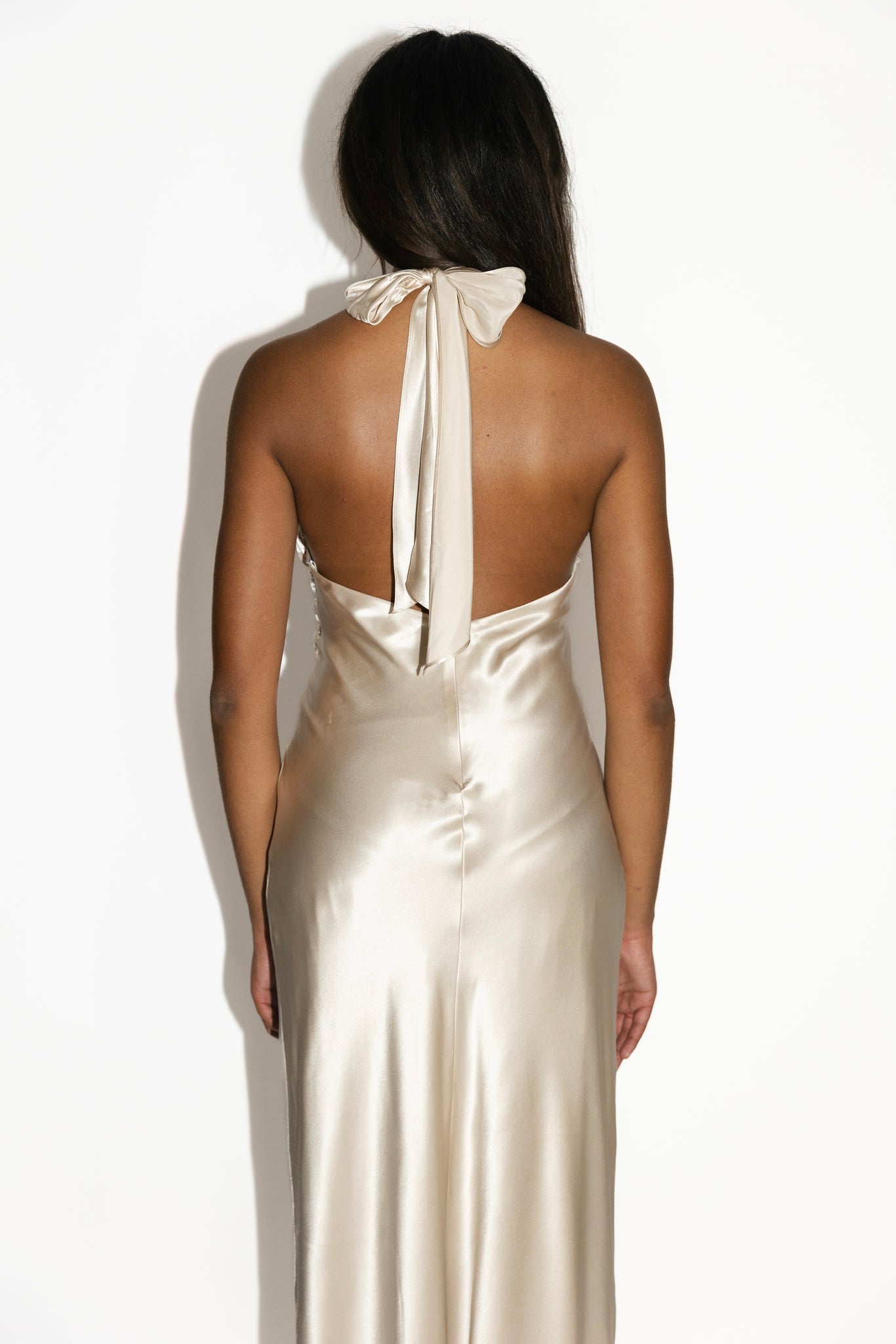 Champagne Silk Satin Evening Gown