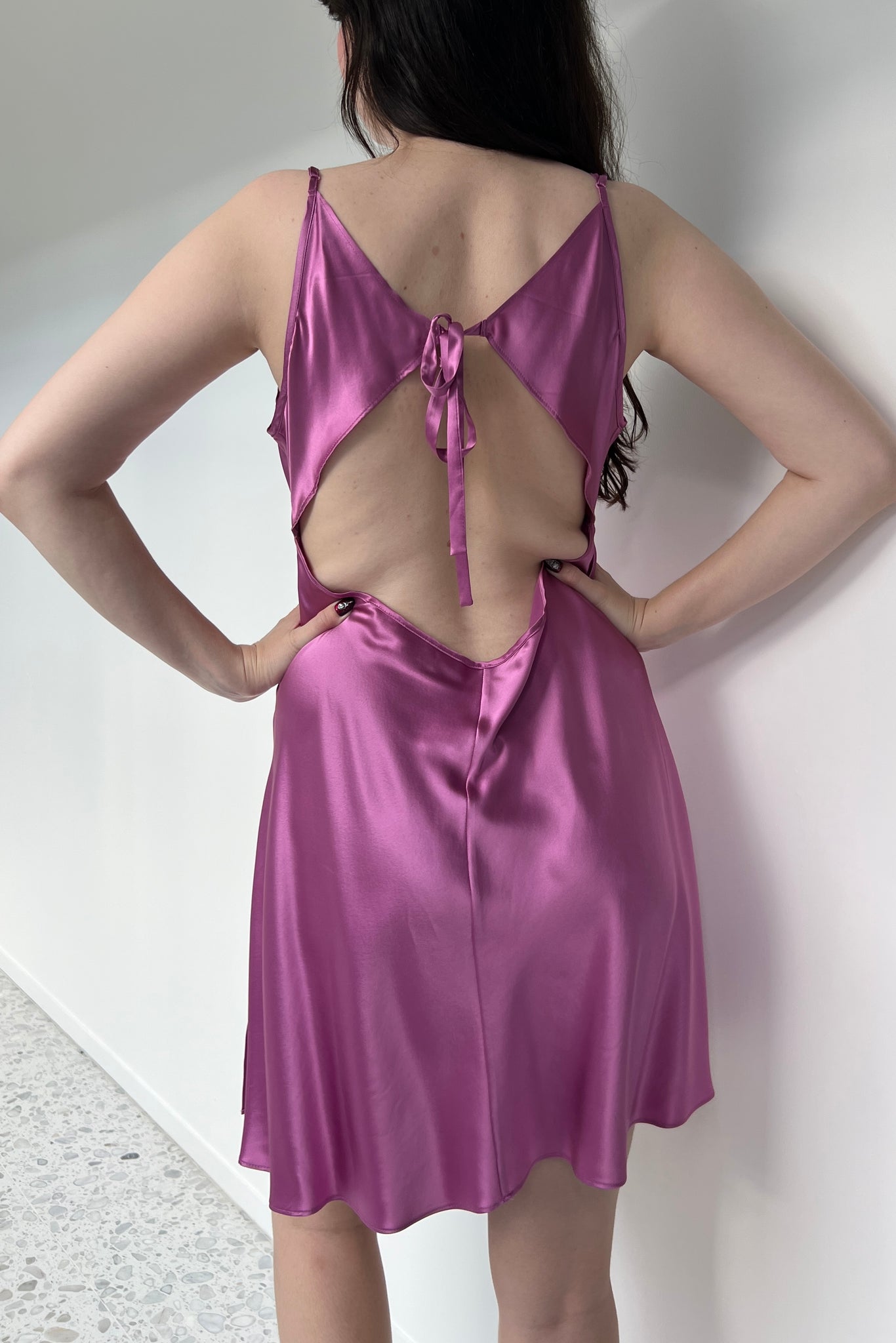 Victoria’s Secret 2000 Lilac Silk Satin Tie Back Slip Dress