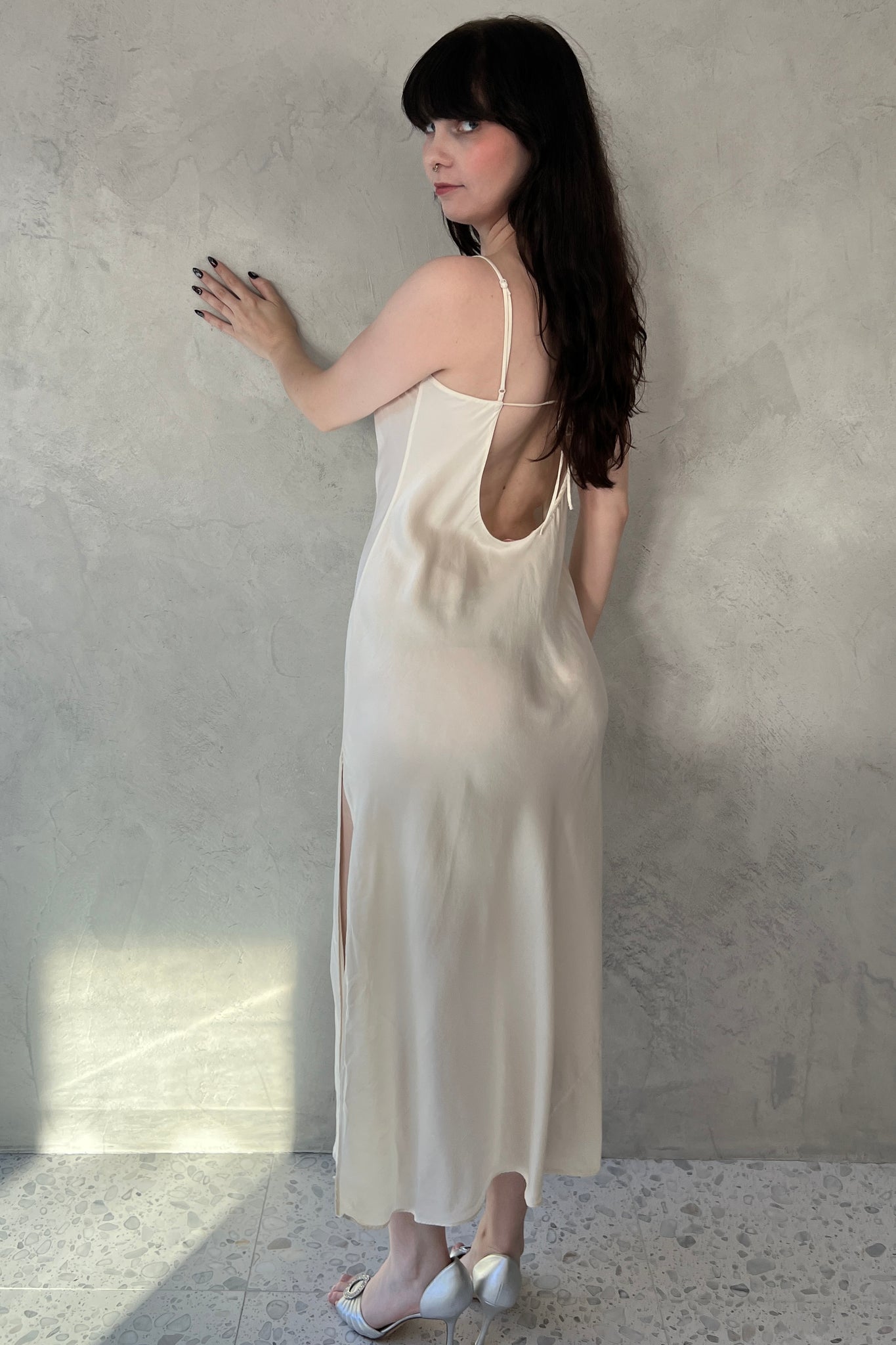 Victoria’s Secret 1999 Ivory Silk Cowl Slip Dress