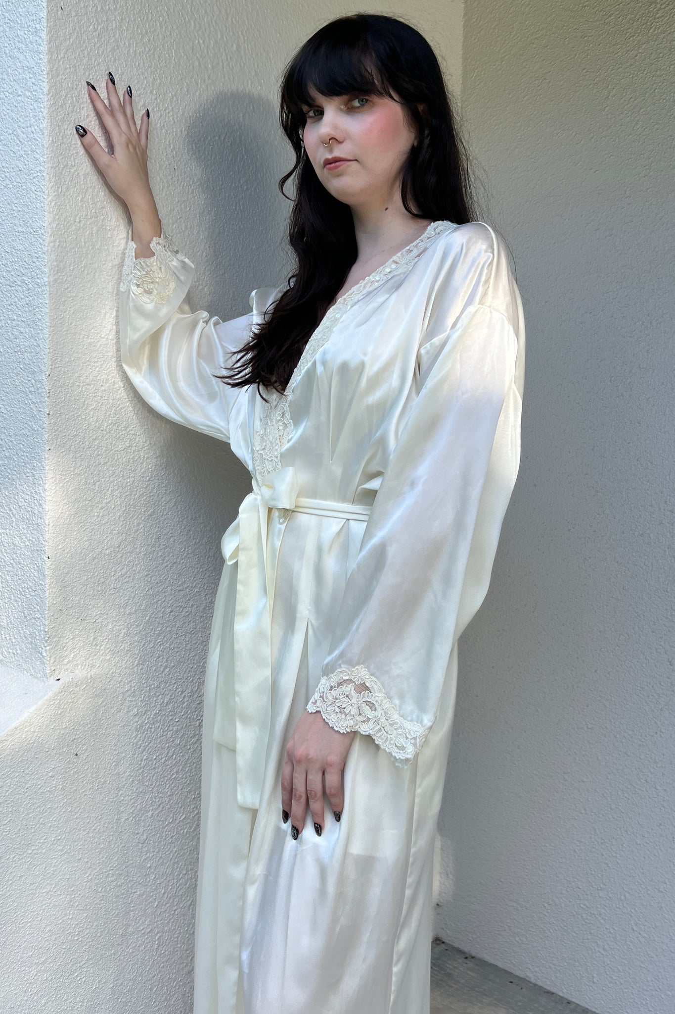 Victoria’s Secret 1997 White Satin Bridal Robe & Slip Dress Set