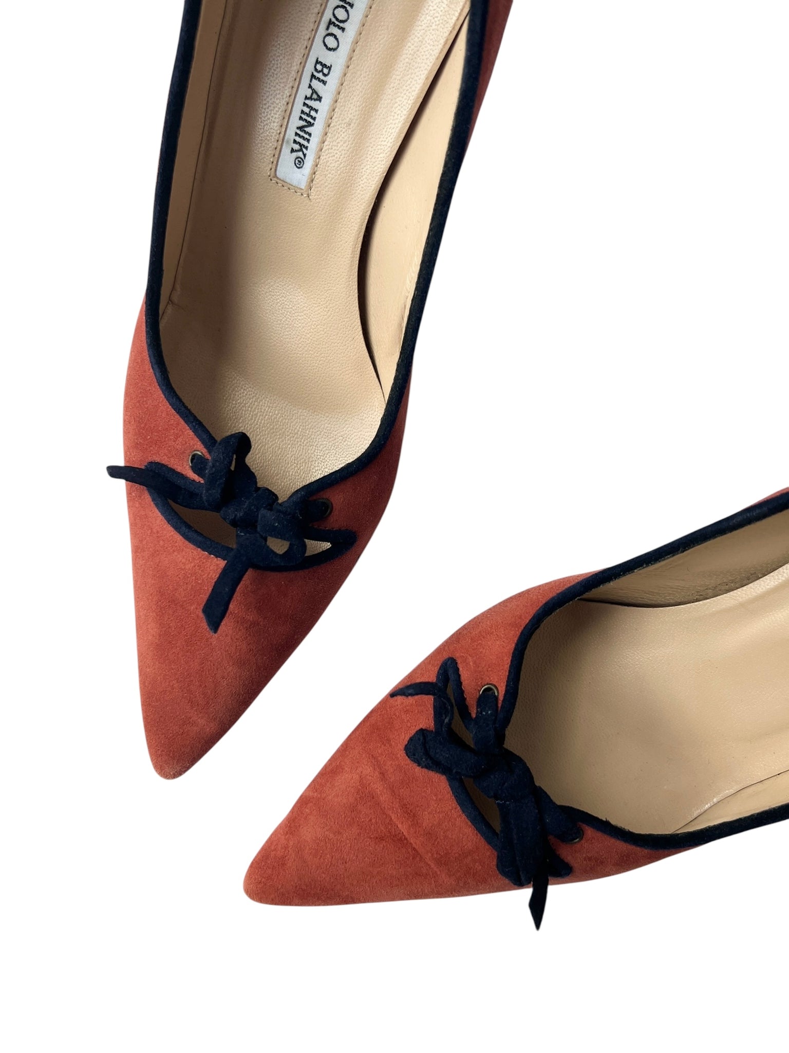 Manolo Blahnik Orange Suede Heeled Pumps - 40