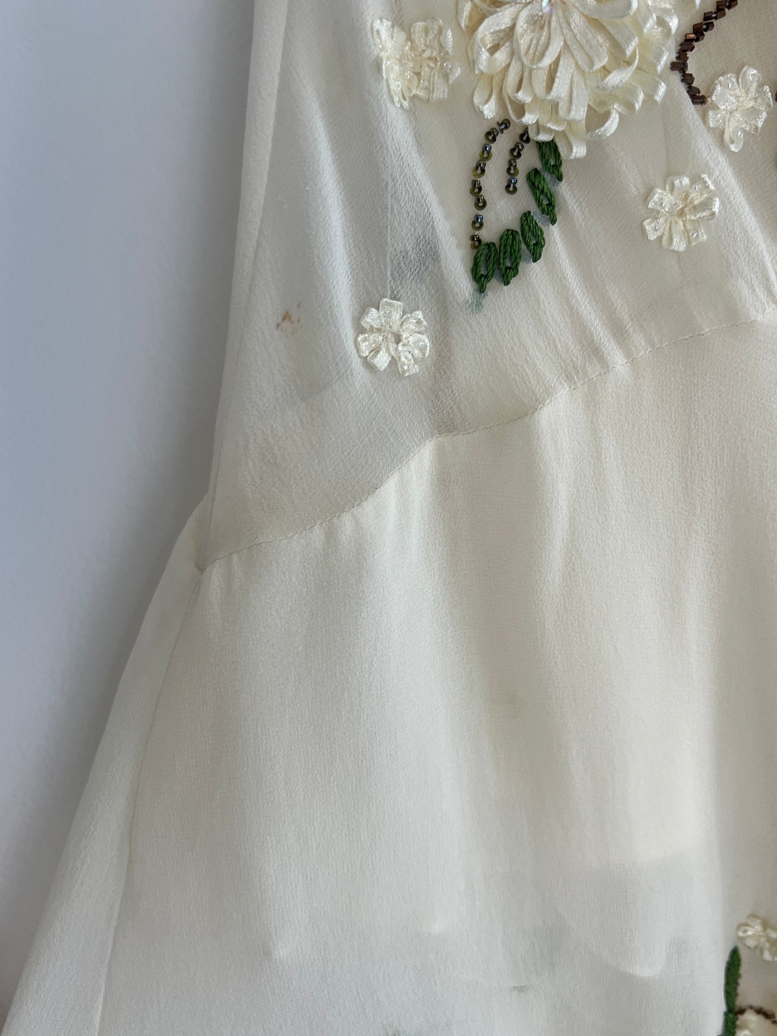 Ivory Silk Floral Handkerchief Hem Fairy Dress