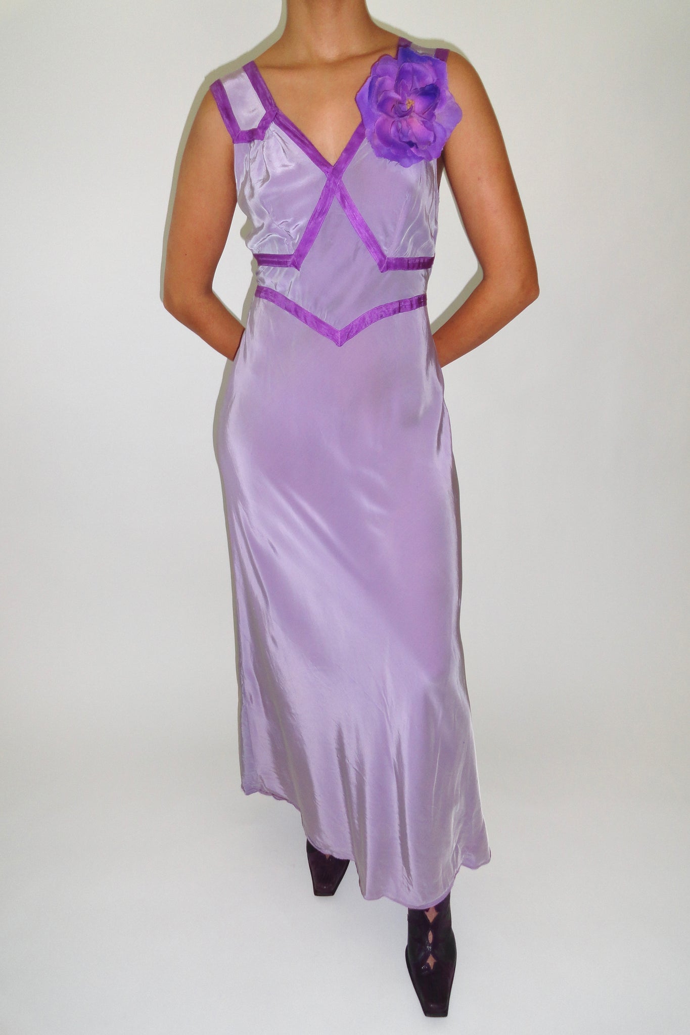 1940s Hand Dyed Purple Slip Dress