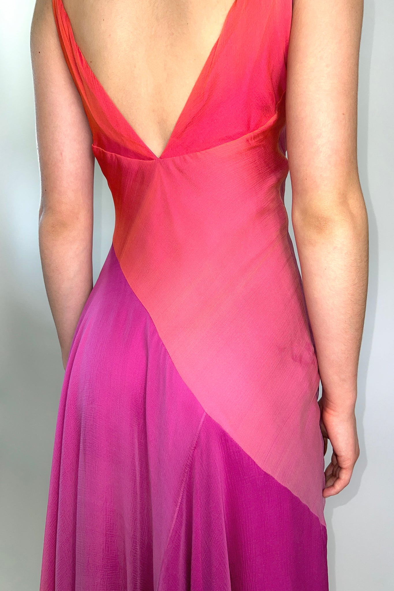 Pink Ombré Silk Chiffon Gown