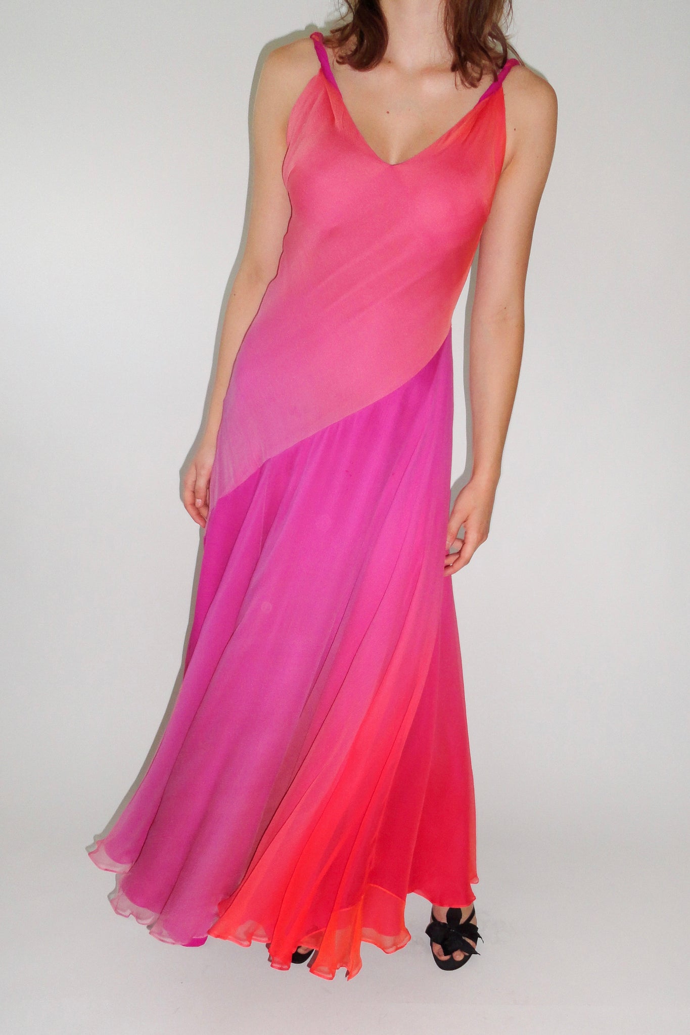 Pink Ombré Silk Chiffon Gown
